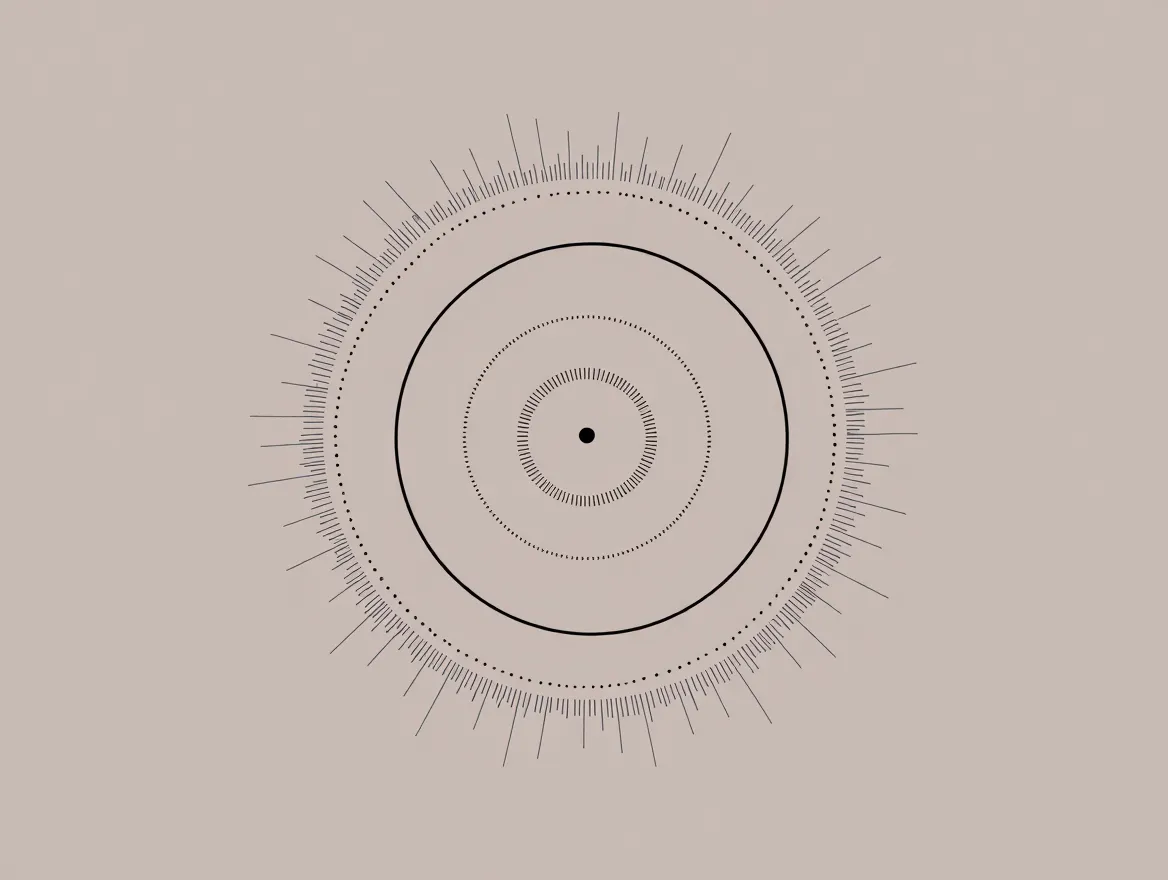 Schematische weergave van bewustwordingscycli met concentrische cirkels die focus en pauze representeren